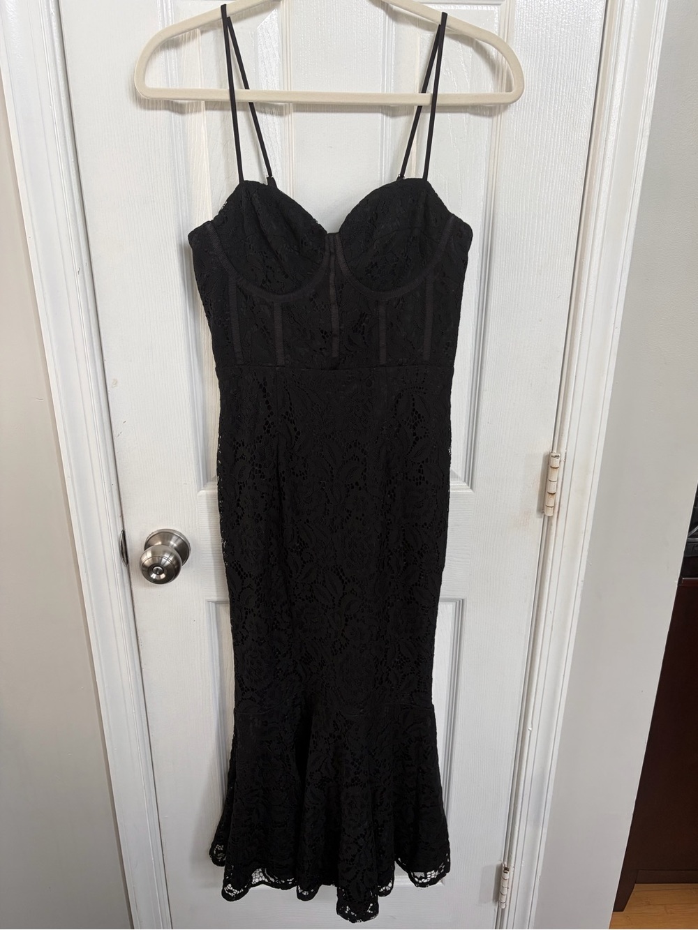 Lulus Found Your Love Black Lace Sleeveless Trumpet Midi Dress S - Picture 2 of 8